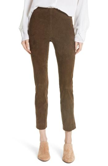 Women's Vince Stretch Suede Split Hem Crop Pants - Brown