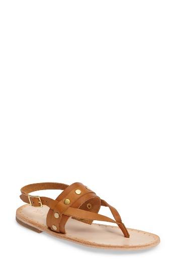 Women's Frye Avery Stud Flat Sandal .5 M - Brown