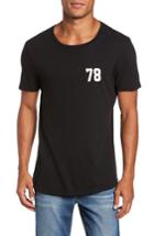 Men's Frame Collegiate Wide Neck Applique T-shirt - Black