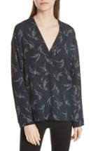 Women's Vince Sprig Floral Print Popover Top - Blue