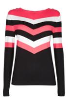 Women's Wallis Chevron Stripe Sweater Us / 16 Uk - Pink