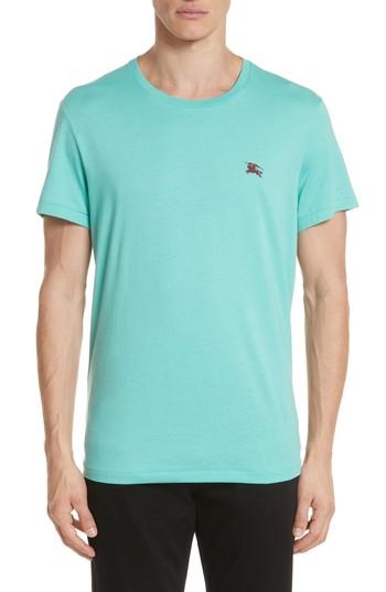 Men's Burberry Logo Embroidered Crewneck T-shirt - Blue/green