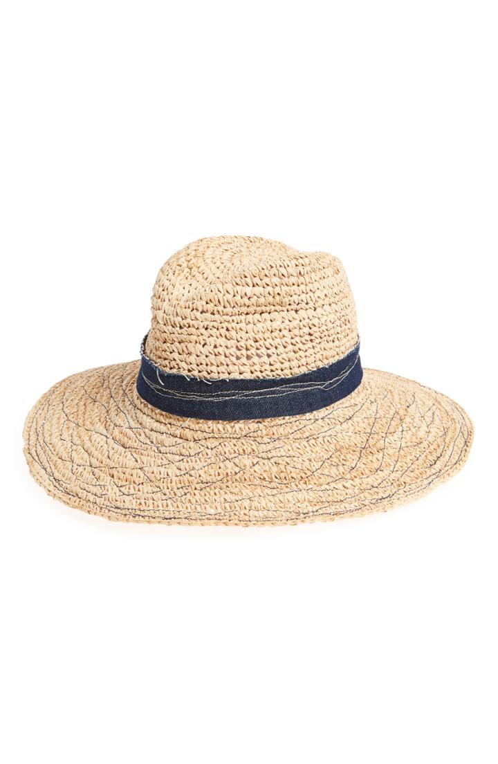 Women's Lola Hats Mama Tarboush Denim & Raffia Hat -