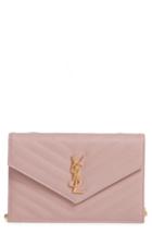 Women's Saint Laurent 'small Mono' Leather Wallet On A Chain -