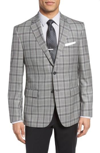Men's Jb Britches Classic Fit Plaid Wool Sport Coat S - Metallic