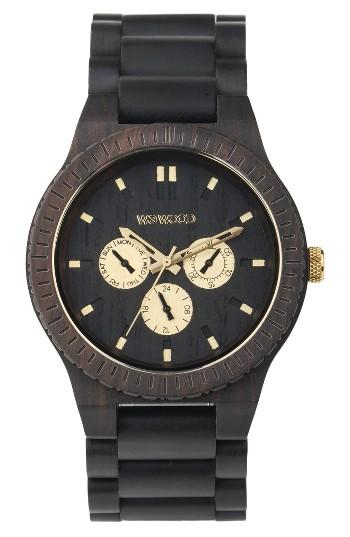 Men's Wewood Kappa Multifunctional Wood Bracelet Watch, 46mm