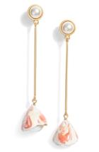 Women's Tory Burch Imitation Pearl Flowerbud Linear Earrings