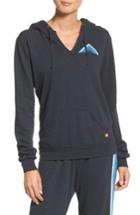 Women's Aviator Nation Mountain Stripe Split Neck Hoodie - Grey