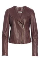Women's Vince Zip Cross Front Leather Jacket - Burgundy