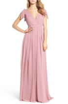 Women's Monique Lhuillier Bridesmaids Sleeveless Deep V-neck Chiffon Gown - Pink
