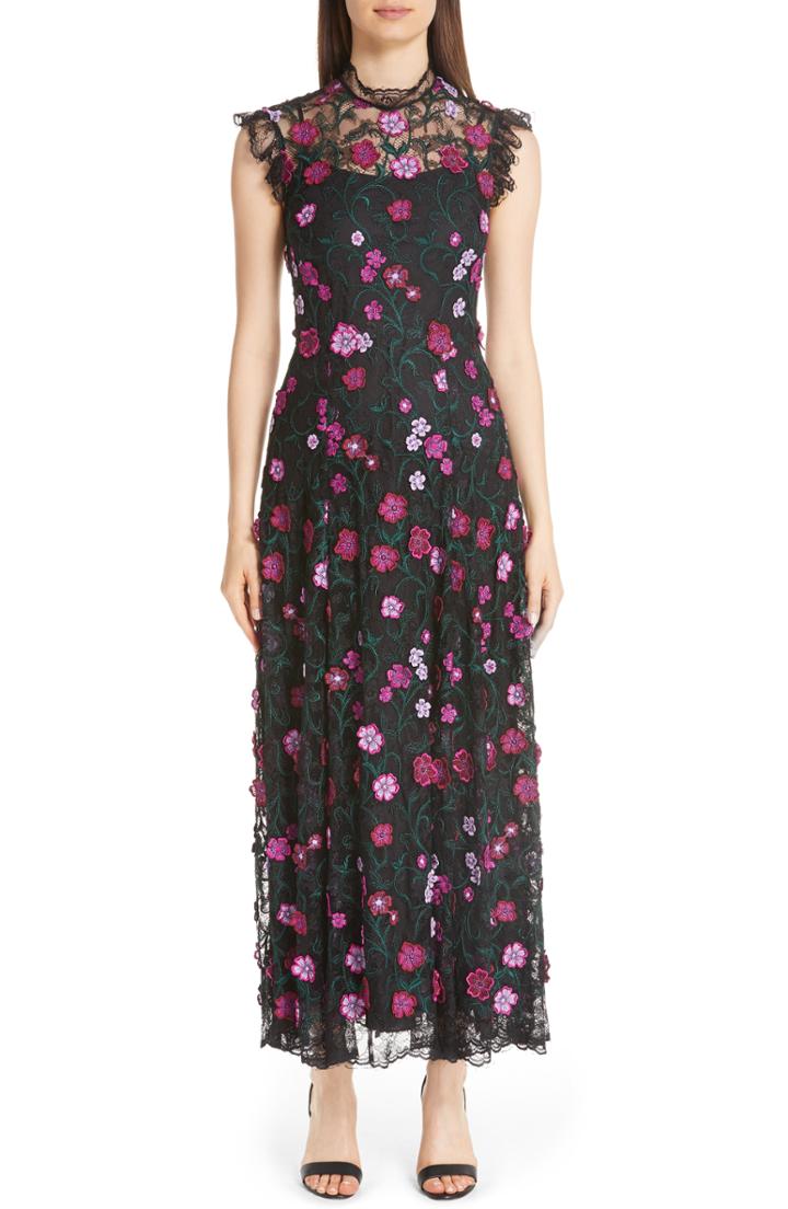 Women's Lela Rose 3d Embroidered Floral Lace Dress - Pink