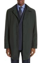 Men's Canali Waterproof Wool Blend Raincoat Us / 48 Eu R - Green