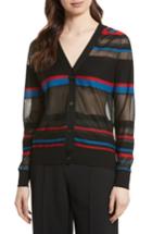 Women's Diane Von Furstenberg Stripe V-neck Cardigan - Black