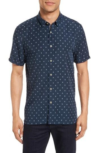 Men's Ted Baker London Drakey Extra Slim Fit Diamond Print Sport Shirt (m) - Blue