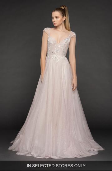 Women's Blush By Hayley Paige Safyr Embellished Trumpet Gown, Size - Ivory