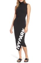 Women's Ivy Park Asymmetrical Logo Midi Dress - Black