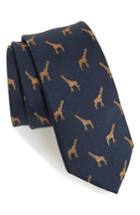 Men's Topman Giraffe Print Woven Tie, Size - Blue