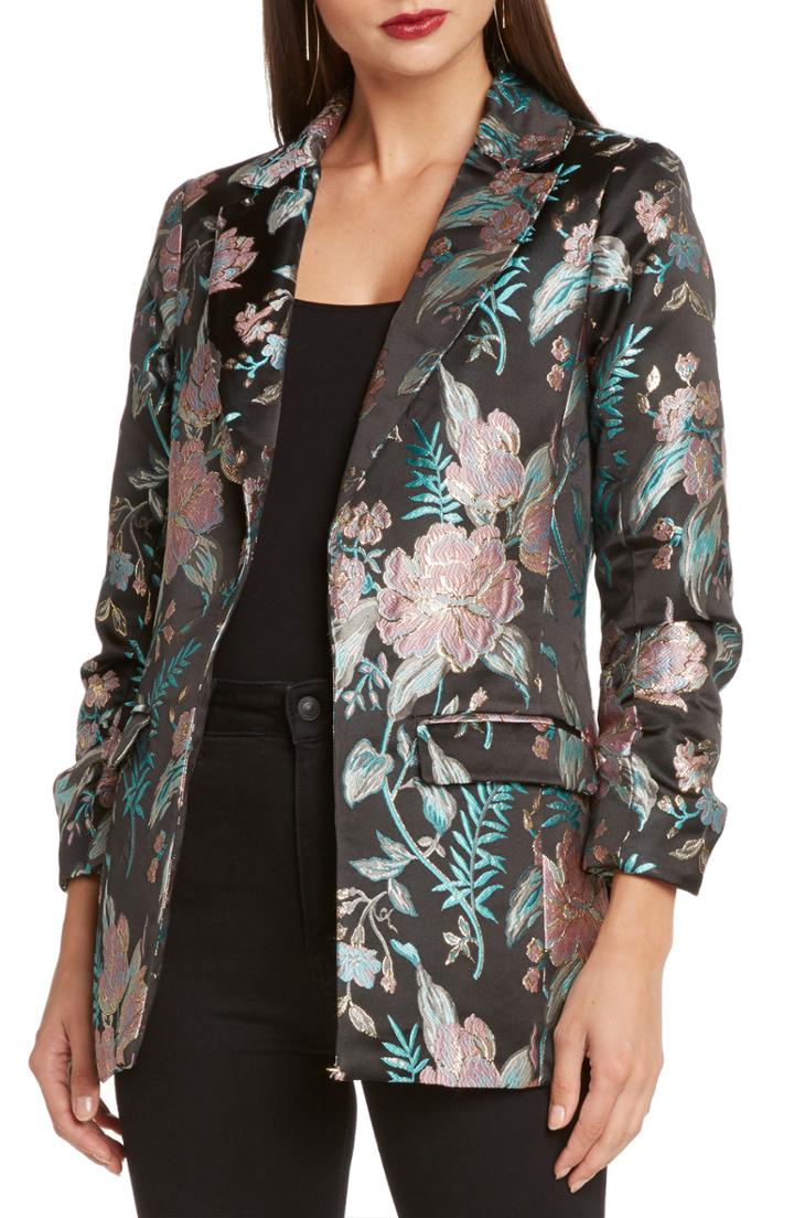 Women's Willow & Clay Jacquard Boyfriend Blazer - Black