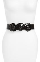 Women's Fashion Focus Accessories Floral Chain Stretch Belt - Black