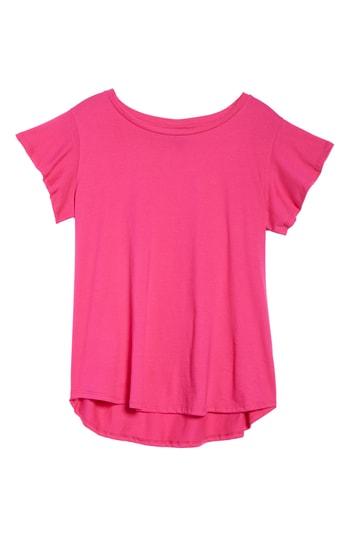Petite Women's Bobeau Flutter Sleeve Tee P - Pink