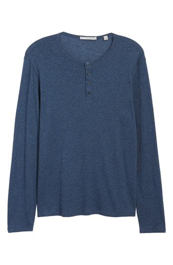 Men's Vince Long Sleeve Henley, Size - Blue