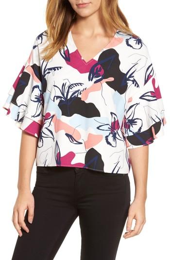Women's Halogen Ruffle Sleeve Blouse - White