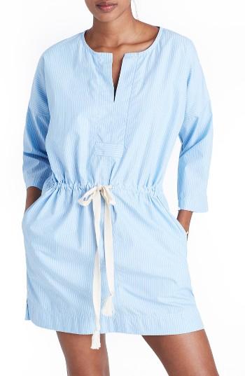 Women's Madewell Stripe Drawcord Tunic Dress