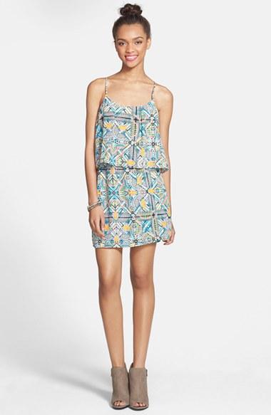Everly Print Popover Dress (juniors) Magenta
