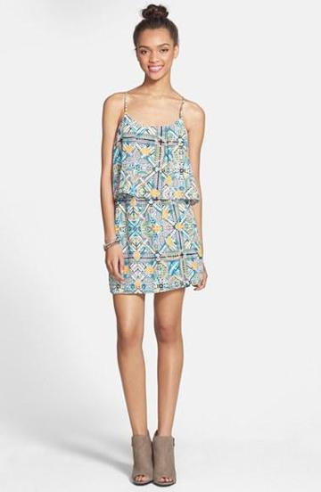 Everly Print Popover Dress (juniors) Magenta
