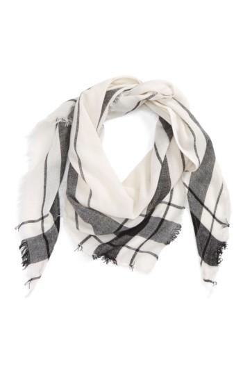 Women's Bp. Stripe Edge Triangle Scarf, Size - Ivory