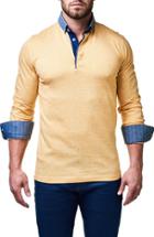 Men's Maceoo Yellow White Contemporary Fit Polo With Woven Cuffs