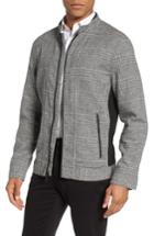 Men's Vince Camuto Glen Plaid Linen Blend Bomber Jacket - Black