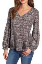 Women's Caslon Woven Print Top - Grey