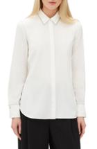 Women's Lafayette 148 New York Scottie Chain Trim Silk Blouse - White