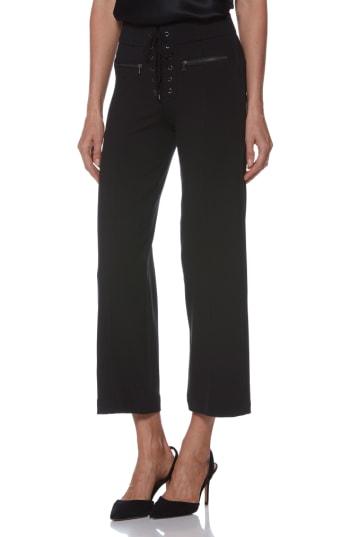 Women's Paige Nellie Lace-up High Waist Culotte Jeans - Black