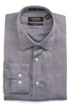 Men's Nordstrom Men's Shop Smartcare(tm) Trim Fit Herringbone Dress Shirt 32/33 - Blue