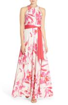 Petite Women's Eliza J Floral Print Halter Maxi Dress P - Pink