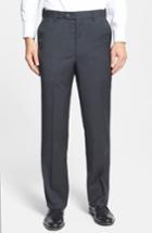 Men's Berle Self Sizer Waist Flat Front Wool Trousers X 32 - Black