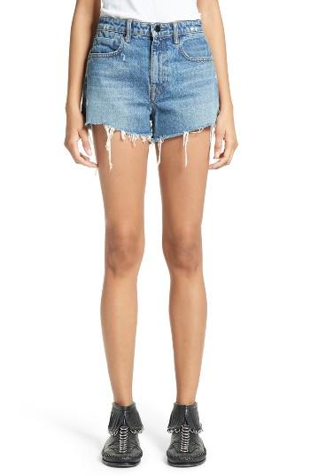 Women's Denim X Alexander Wang High Waist Frayed Denim Shorts