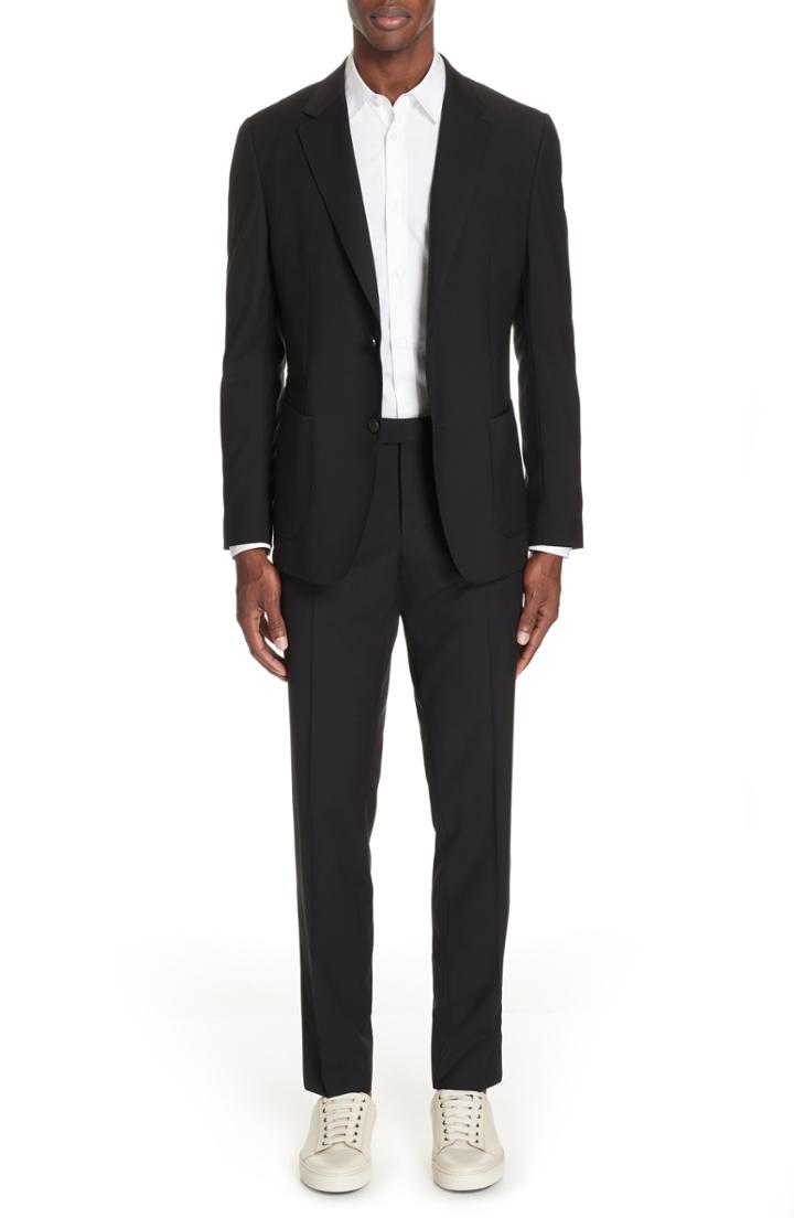 Men's Z Zegna Wash And Go Trim Fit Solid Wool Suit