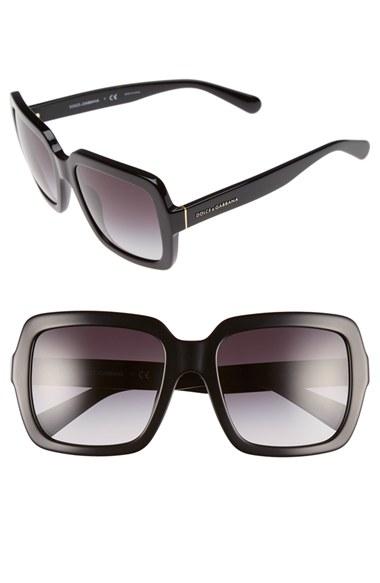 Women's Dolce & Gabbana 55mm Retro Sunglasses - Black