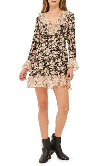 Petite Women's Topshop True Romance Ruffle Minidress P Us (fits Like 10-12p) - Black