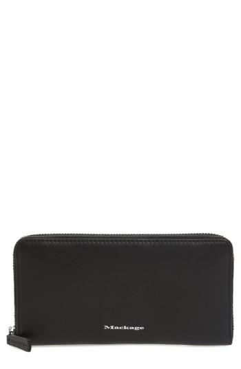 Women's Mackage Duke Zip Around Leather Wallet - Black