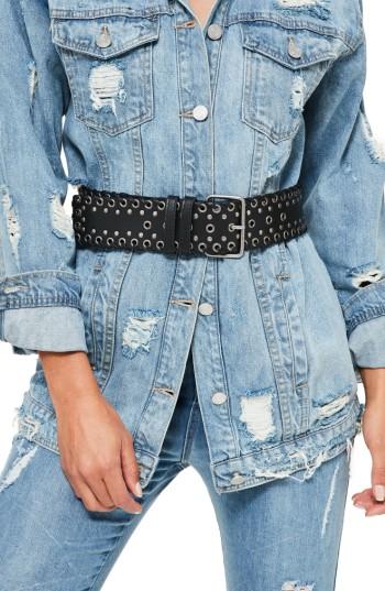Women's Missguided Wide Whipstitch Faux Leather Belt