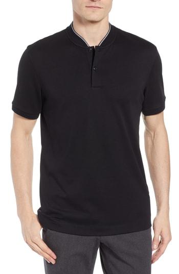 Men's Boss Hugo Boss Pratt Regular Fit Tipped Henley - Black