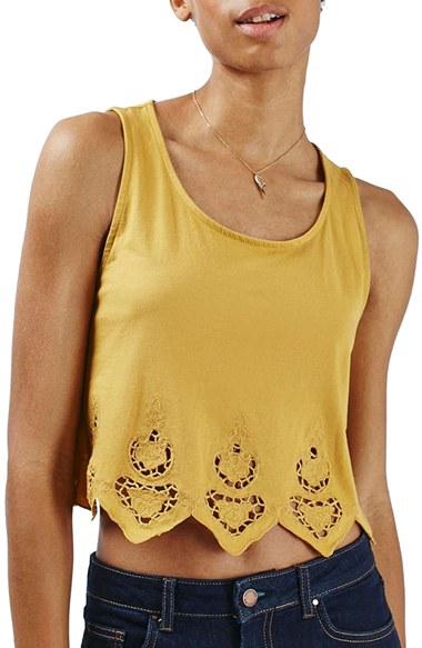 Women's Topshop Embroidered Scallop Swing Tank