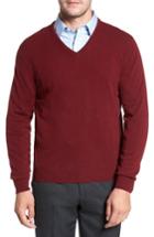 Men's David Donahue Cashmere V-neck Sweater, Size - Red