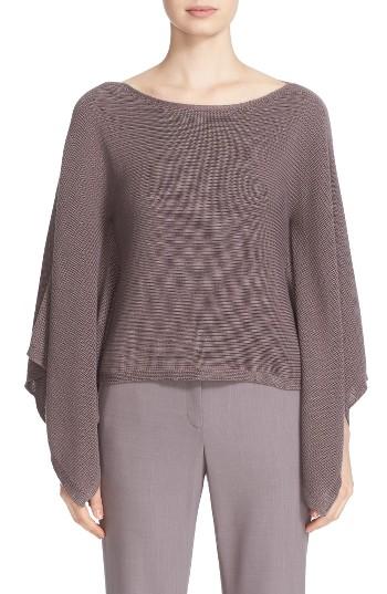 Women's Lafayette 148 New York Crop Silk & Cotton Kimono Sweater, Size - Grey