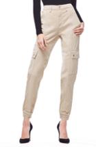 Women's Good American High Rise Slim Cargo Pants - Beige