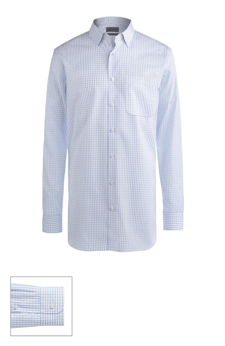 Men's John W. Nordstrom Made To Measure Extra Trim Fit Straight Collar Dobby Plaid Dress Shirt 30 - Blue